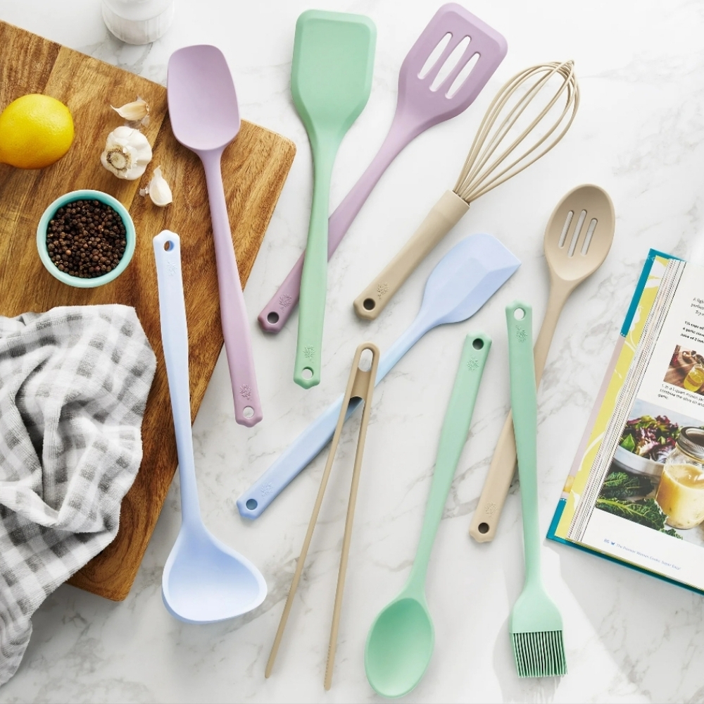 ❤️ 10 Piece The Pioneer Woman Pastel Silicone Cooking Utensil Set